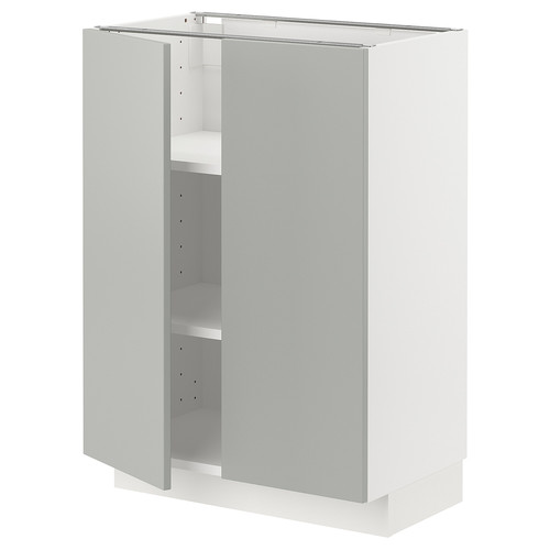 METOD Base cabinet with shelves/2 doors, white/Havstorp light grey, 60x37 cm