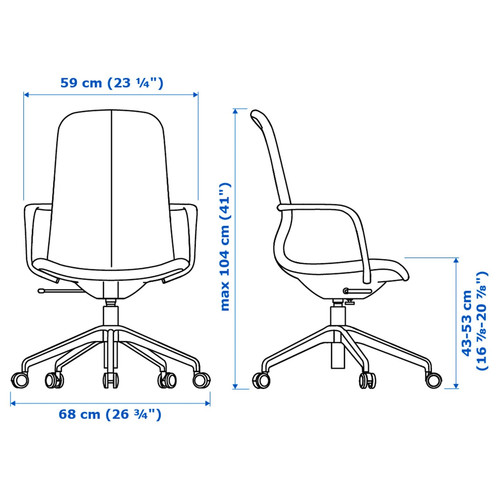 LÅNGFJÄLL Office chair with armrests, Gunnared beige/white, 68x68 cm
