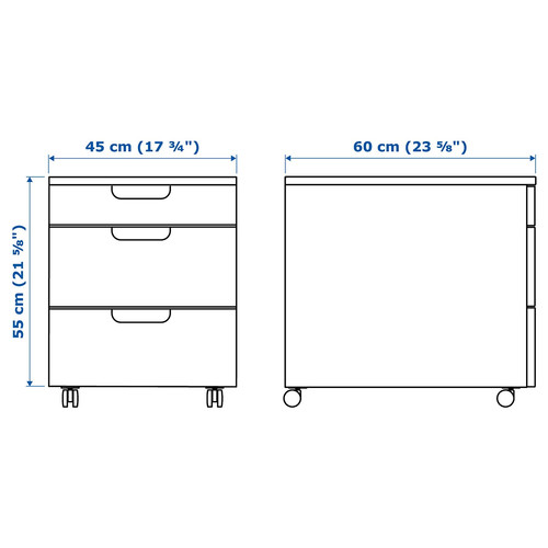 GALANT Drawer unit on casters, white, 45x55 cm