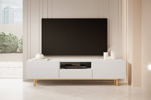 TV Cabinet Scalia II 190, matt white, gold legs