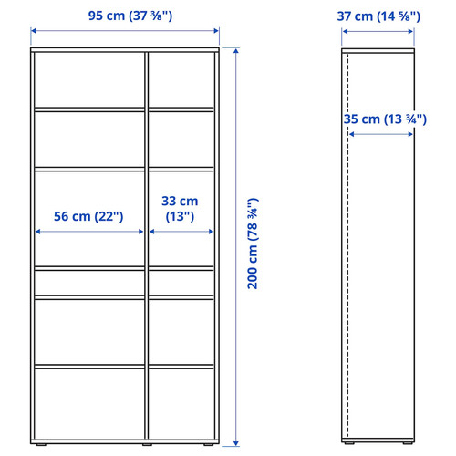 VIHALS Storage combination w glass doors, dark grey/clear glass, 190x37x200 cm