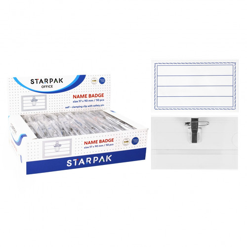 Starpak Name Badge with Clip & Safety Pin 50pcs