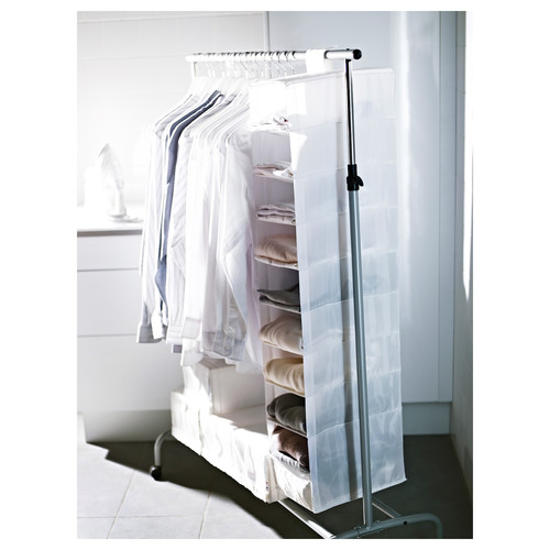 SKUBB Storage with 9 compartments, white, 22x34x120 cm