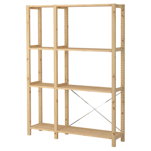 IVAR 2 sections/shelves, pine, 134x30x179 cm