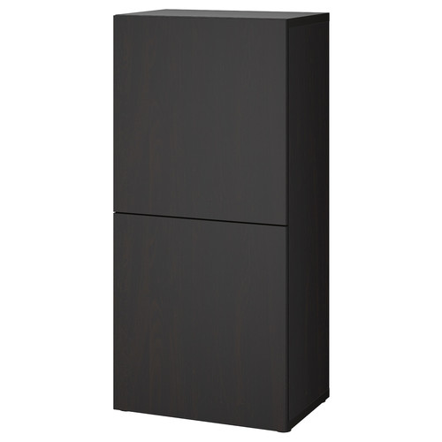 BESTÅ Shelf unit with doors, black-brown/Lappviken black-brown, 60x42x129 cm