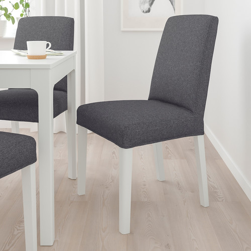 BERGMUND Chair, white/Gunnared medium grey