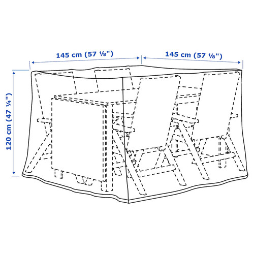 TOSTERÖ Cover for furniture set, black, 145x145 cm