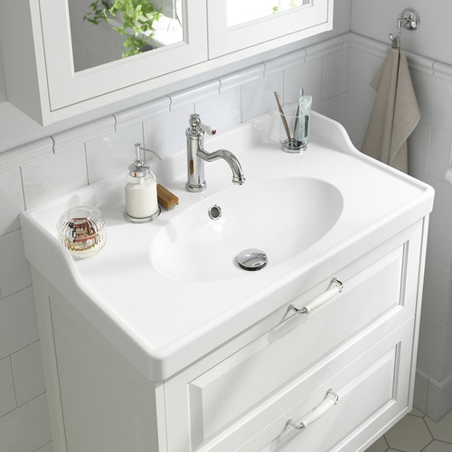 TÄNNFORSEN / RUTSJÖN Wash-stnd w drawers/wash-basin/tap, light grey, 82x49x74 cm