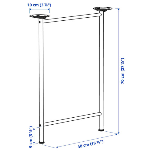 SPÄND Leg, white, 70 cm