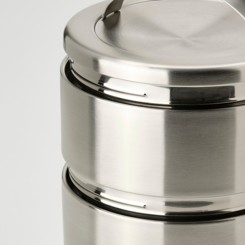 FÖRSKAFFA Insulated tiffin box, 2 tiers, stainless steel