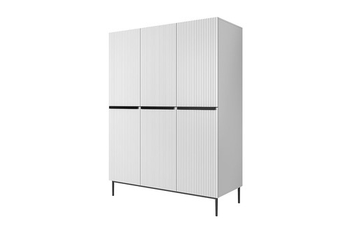 Wardrobe Nicole 150 cm, matt white, black handles and legs