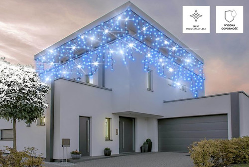 Christmas Curtain Lights In-/Outdoor 100 LED 4.8m, icicles, blue/cool white