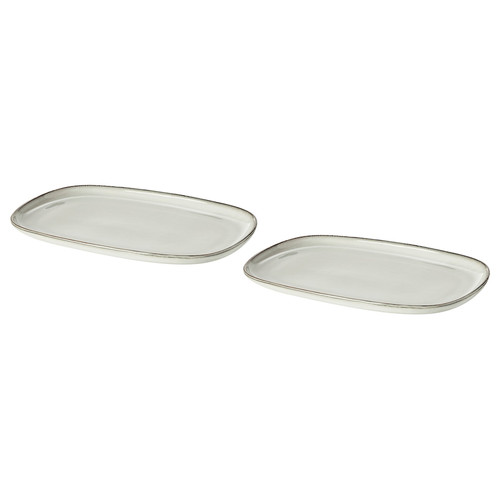 GLADELIG Plate, grey, 20x13 cm, 2 pack