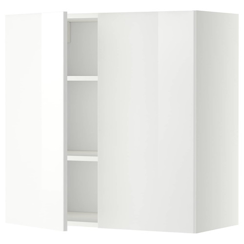 METOD Wall cabinet with shelves/2 doors, white/Ringhult white, 80x80 cm