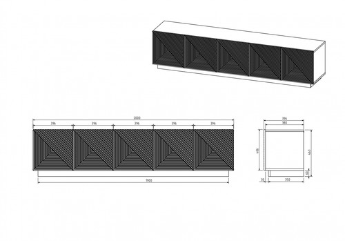 TV Cabinet Asha 200 cm, matt white