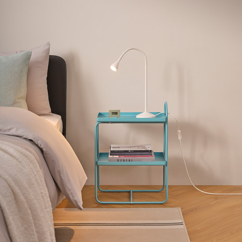 HATTÅSEN Bedside table/shelf unit, blue-turquoise