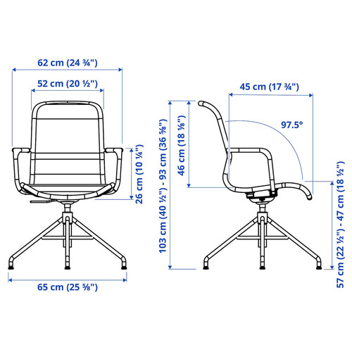 STIGBYGEL Swivel chair with armrests, beige/white