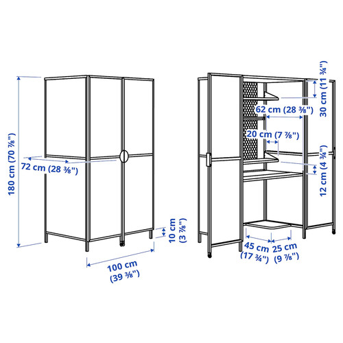 BRÄNNBOLL Gaming station, light grey/white, 100x72x180 cm