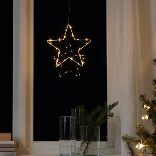 STRÅLA LED pendant lamp, battery-operated/star-shaped, 27 cm