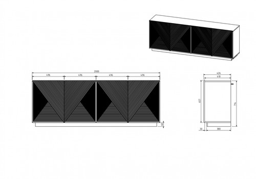 Four-door Cabinet Asha 200cm, artisan/rivier stone matt