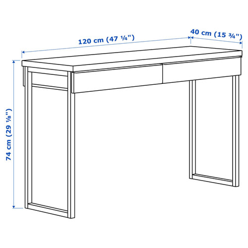 BESTÅ BURS Desk, high-gloss white, 120x40 cm