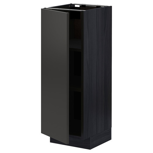 METOD Base cabinet with shelves, black/Nickebo matt anthracite, 30x37 cm