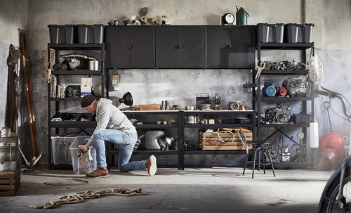 BROR Work bench, black, pine plywood, 110x55 cm