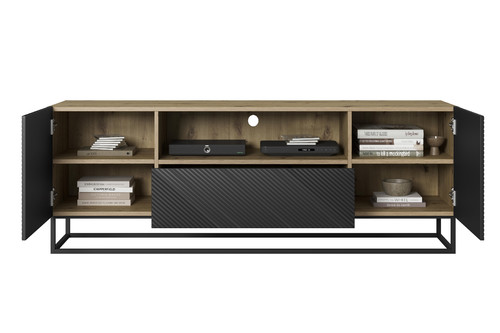 TV Cabinet Asha 167 cm, metal legs, artisan/matt black