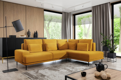 Corner Sofa-Bed Right Nicole L Salvador 10/mustard, black legs