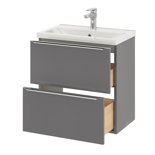 Goodhome Wall-mounted Basin Cabinet Imandra Slim 60cm, grey