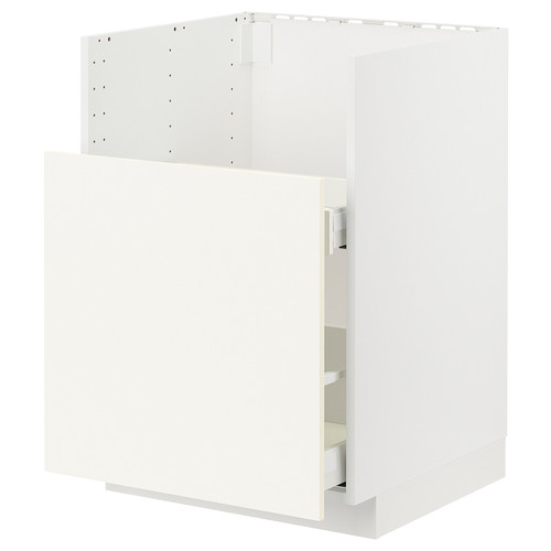 METOD / MAXIMERA Bc f BREDSJÖN snk/1 frnt/2 drws, white/Vallstena white, 60x60 cm