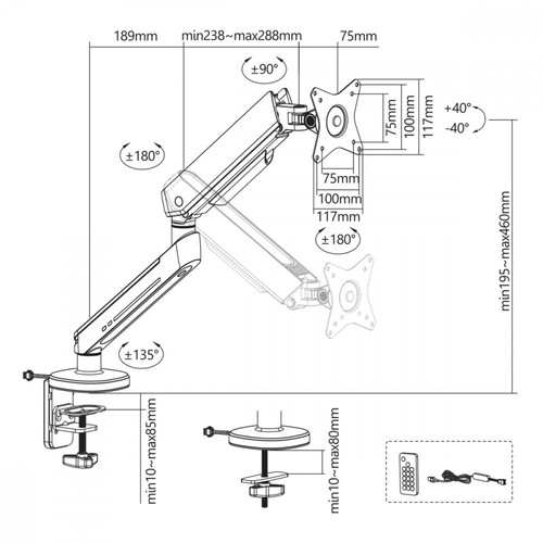 MacLean Gaming Monitor Mount LED 17-32" NanoRS RS165