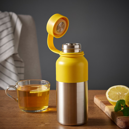 HETLEVRAD Insulated flask, stainless steel/yellow, 0.5 l