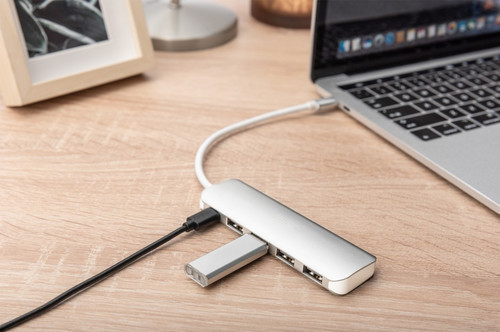 Digitus 4-Port USB-C HUB + PD 4x USB 3.0, 1x PD Charging, silver