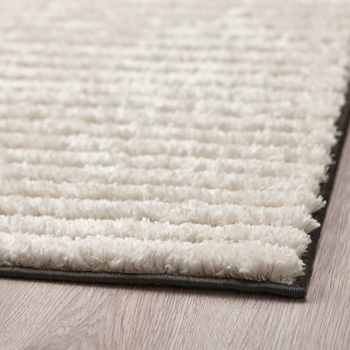 LÄNSVÄG Rug, low pile, off-white/black, 133x195 cm