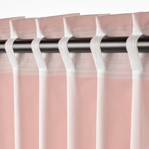 MOALISA Curtains, 1 pair, pale pink, pink, 145x300 cm