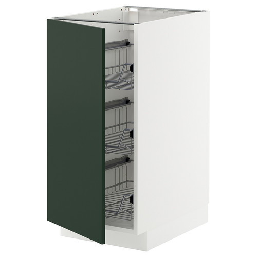 METOD Base cabinet with wire baskets, white/Havstorp deep green, 40x60 cm