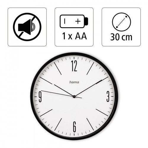 Hama Wall Clock Elegante, black