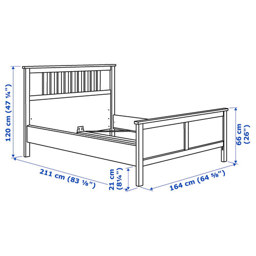 HEMNES Bed frame with mattress, white stain/Valevåg firm, 160x200 cm