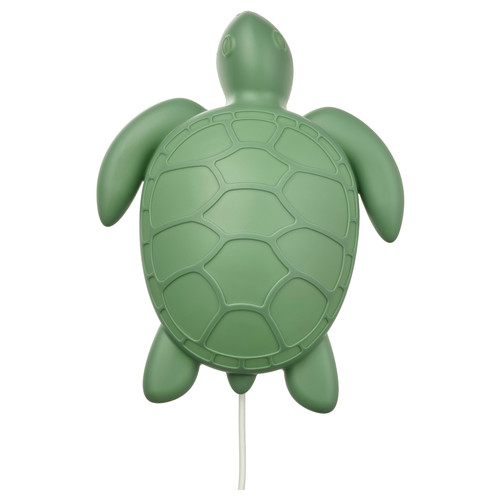 BLÅVINGAD LED wall lamp, turtle/green