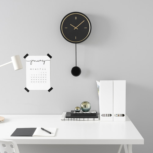 STURSK Wall clock, low-voltage/black, 26 cm