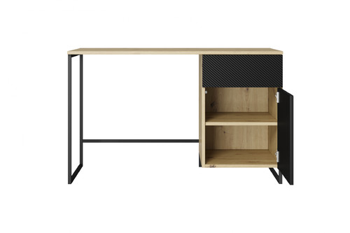 Desk with Drawer Asha 120 cm, artisan, matt black, black frame