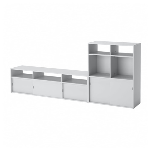 SPIKSMED TV storage combination, light grey, 233x32x96 cm