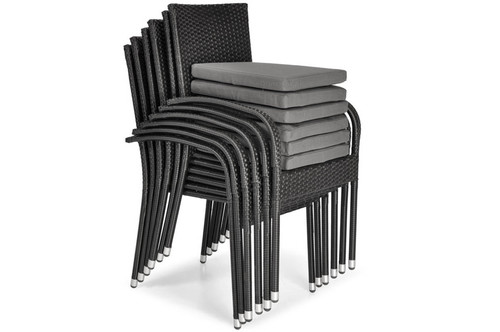 Garden Furniture Set Table & 8 Chairs MALAGA, black