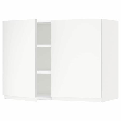 METOD Wall cabinet with shelves/2 doors, white/Voxtorp matt white, 80x60 cm