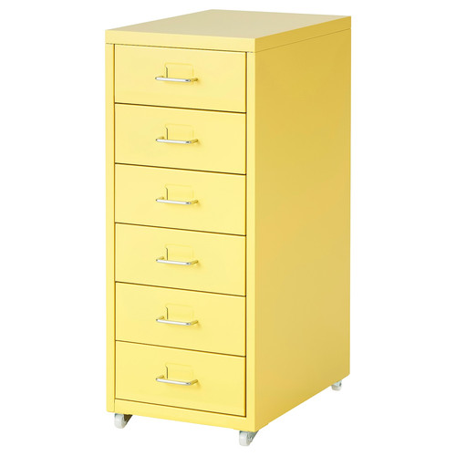 HELMER Drawer unit on castors, yellow, 28x69 cm