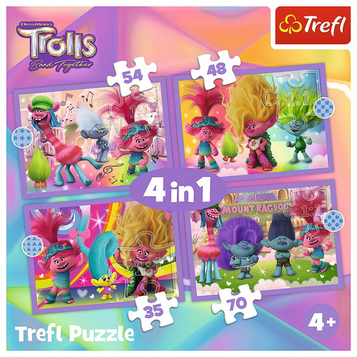 Trefl Children's Puzzle Trolls 4in1 4+