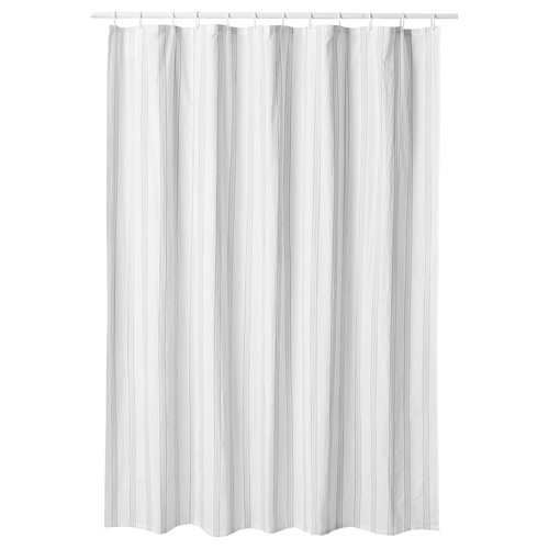 SVARTSTARR Shower curtain, white/grey, 180x200 cm