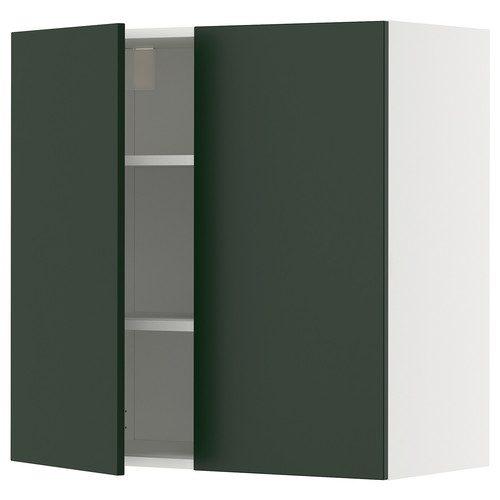 METOD Wall cabinet with shelves/2 doors, white/Havstorp deep green, 80x80 cm