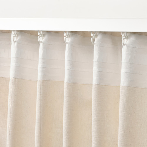 LENDA Curtains with tie-backs, 1 pair, off-white, 140x300 cm